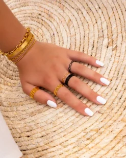 Finaste Minimalistische chain ring zwart Hot