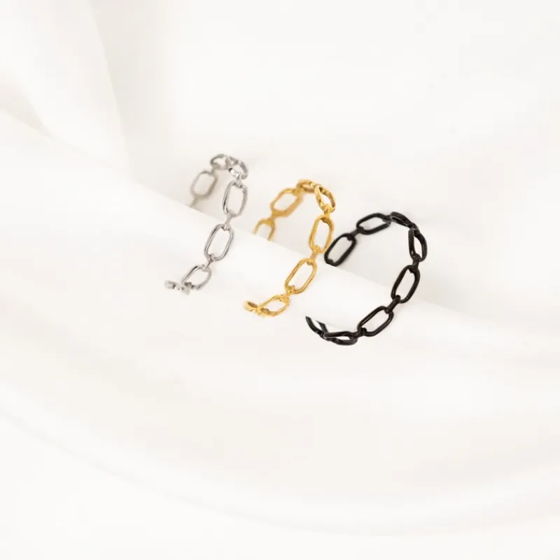 Finaste Minimalistische chain ring zwart Hot