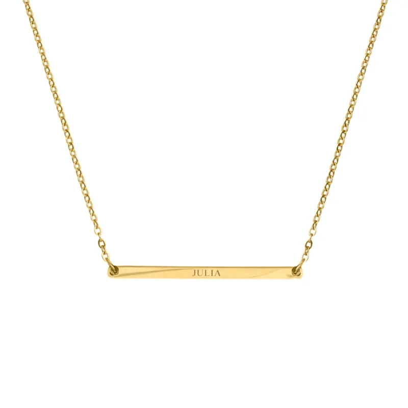 Finaste Minimalistische graveerbare bar ketting goudkleurig Hot