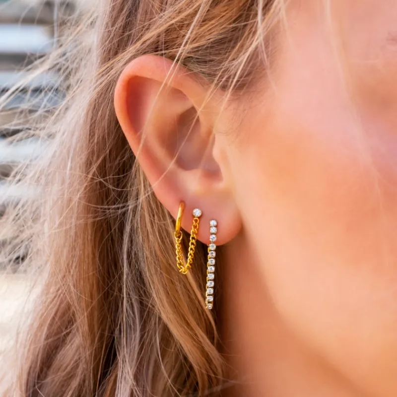 Finaste Minimalistische ketting oorbel goudkleurig Hot