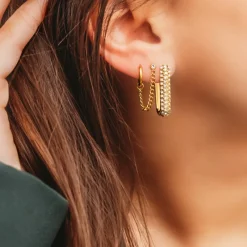 Finaste Minimalistische ketting oorbel goudkleurig Hot