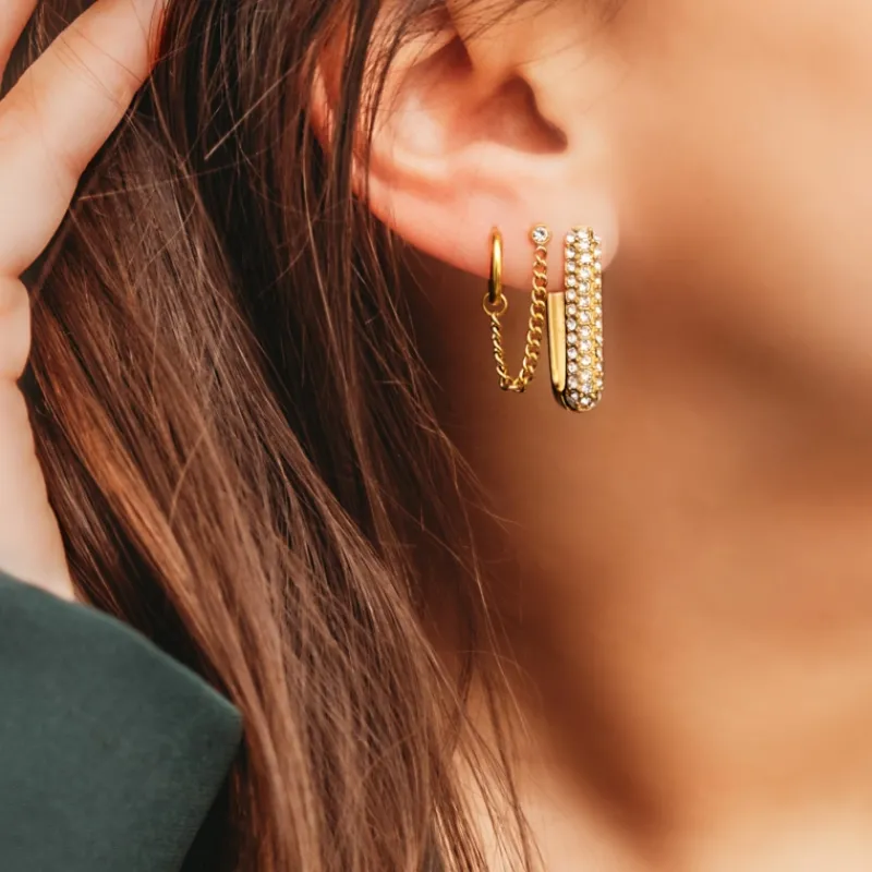 Finaste Minimalistische ketting oorbel goudkleurig Hot
