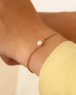 Finaste Minimalistische parel armband goudkleurig Outlet