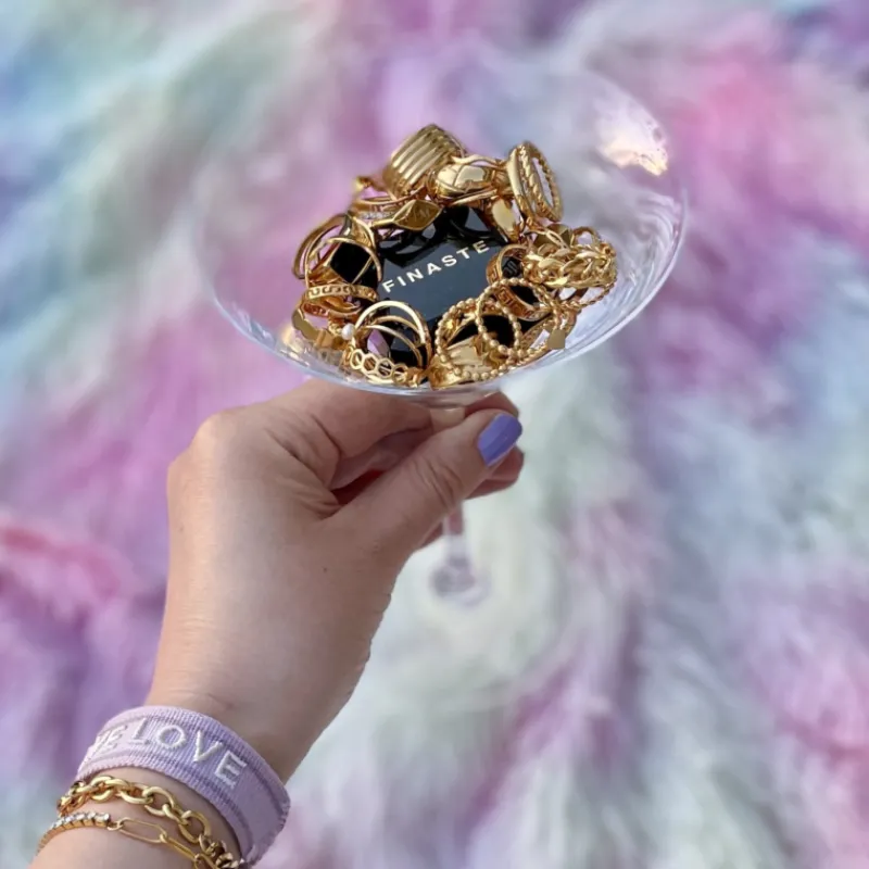 Finaste Minimalistische ring print goud kleurig Best