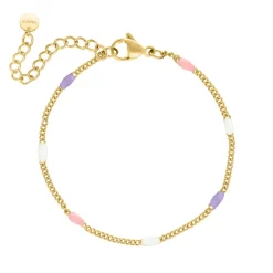 Finaste Multicolor enkelbandje goudkleurig New