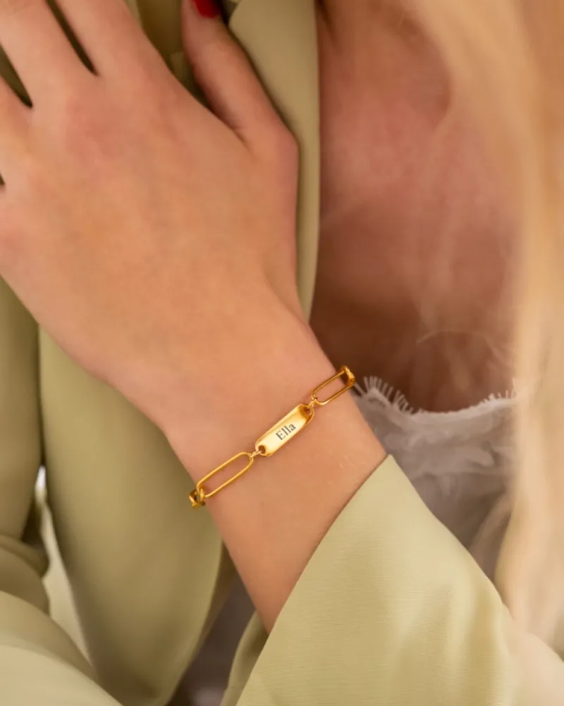 Finaste Naam armband chunky chain goudkleurig New