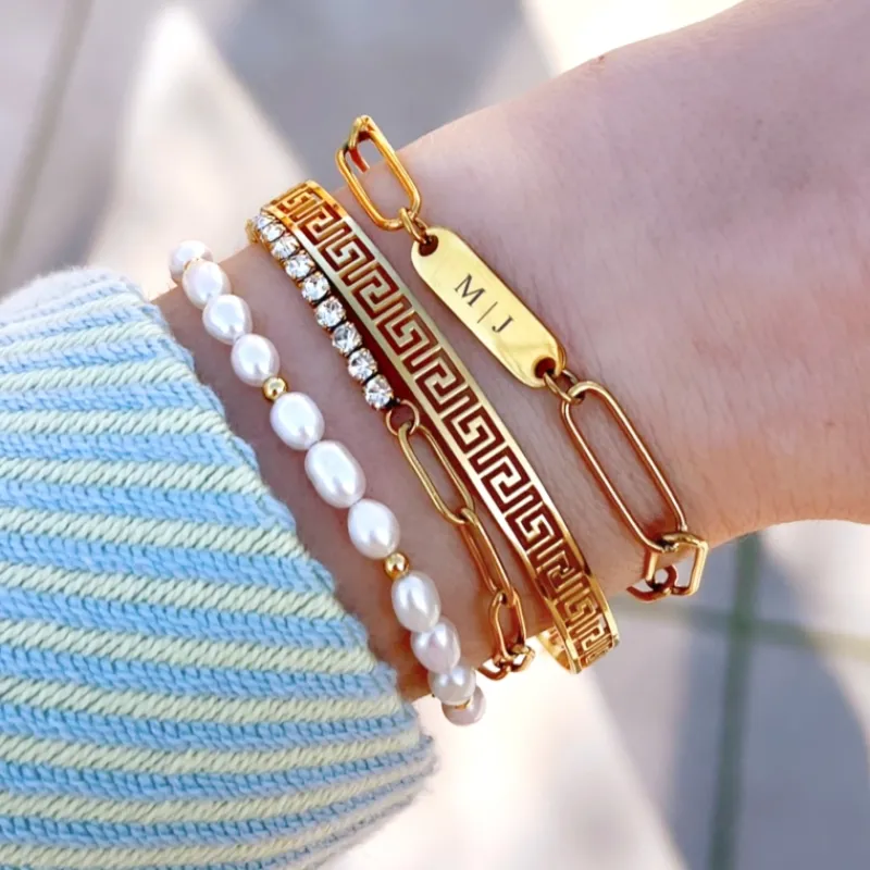 Finaste Naam armband chunky chain goudkleurig New
