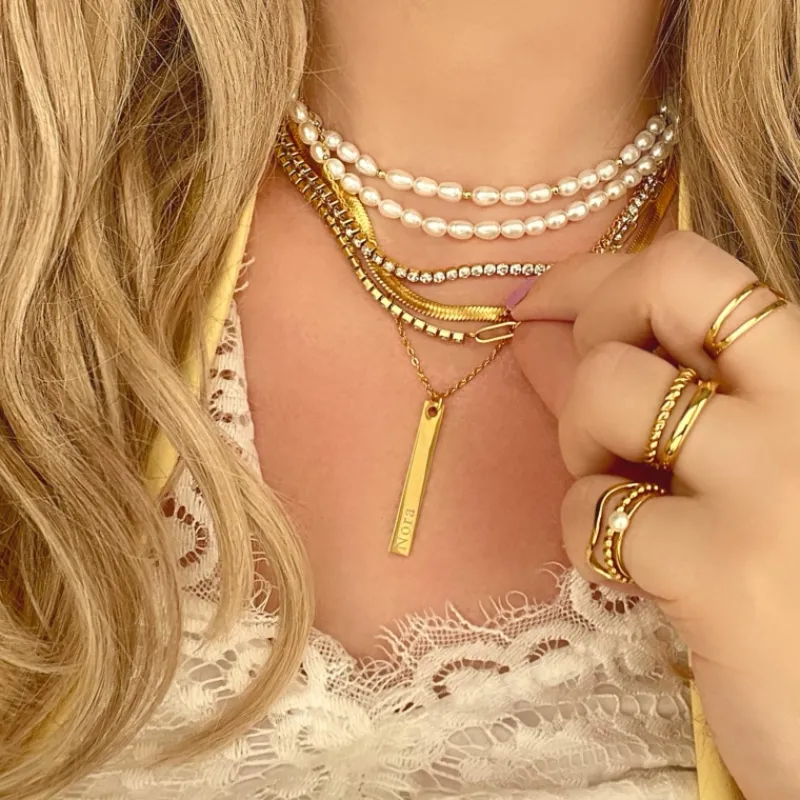 Finaste Naamketting Bar Goud Kleurig Sale