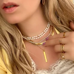 Finaste Naamketting Bar Goud Kleurig Sale