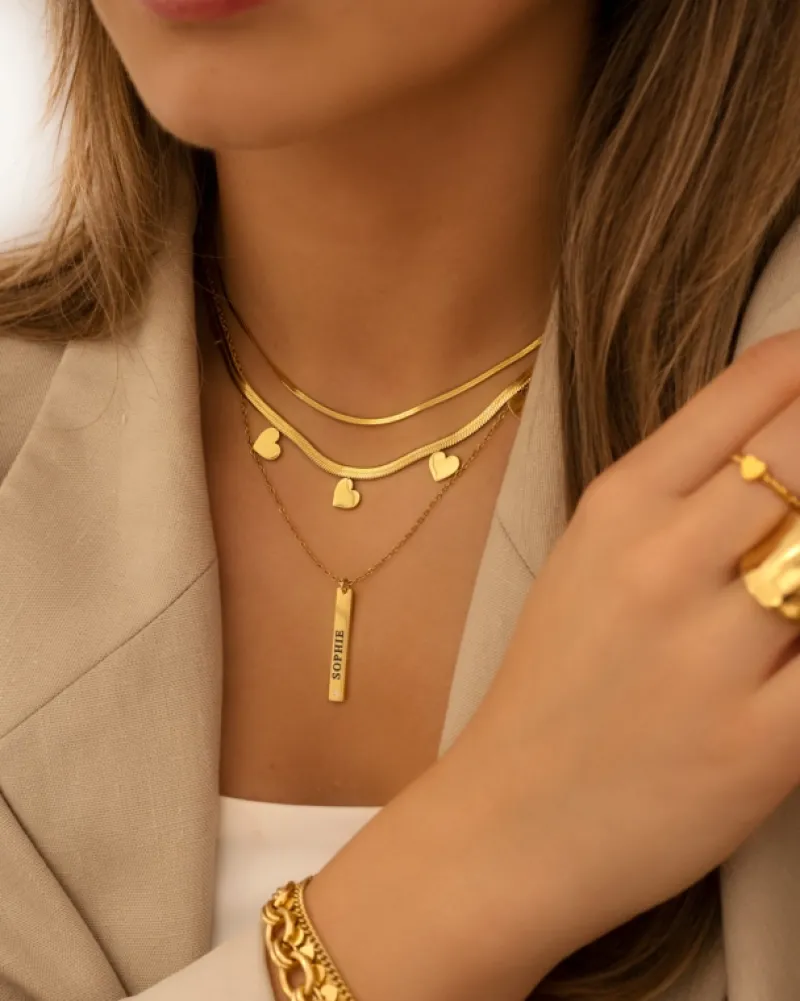 Finaste Naamketting Bar Goud Kleurig Sale