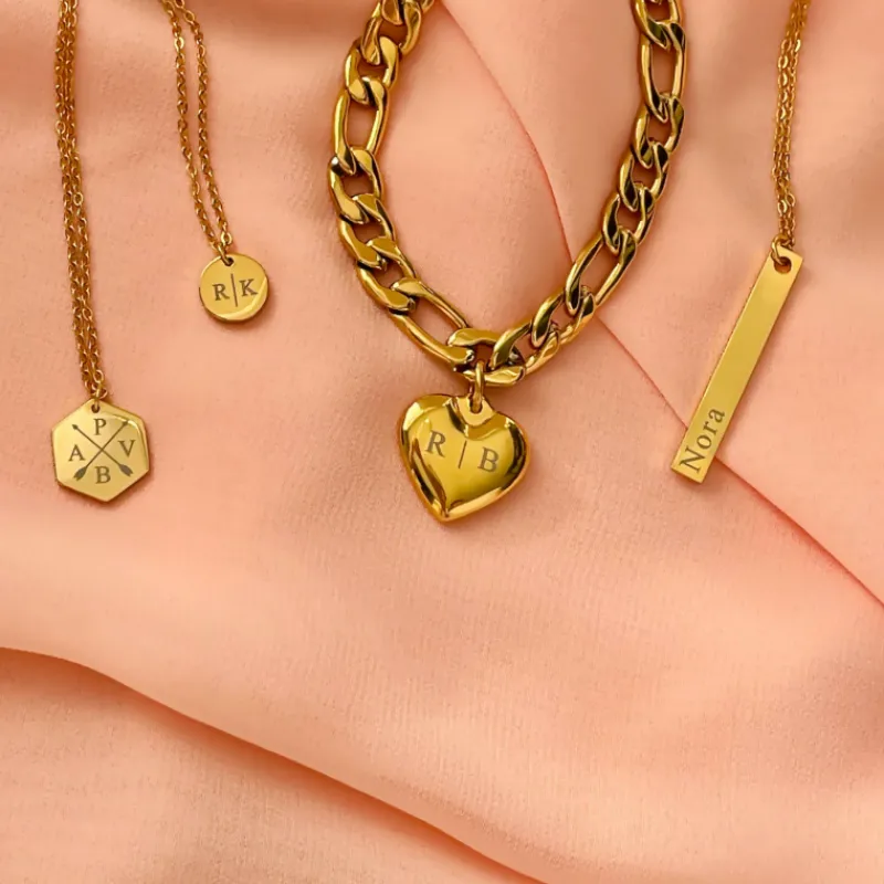 Finaste Naamketting Bar Goud Kleurig Sale