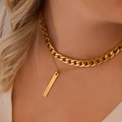 Finaste Naamketting Bar Goud Kleurig Sale