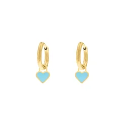 Finaste Oorbellen baby blauw hartje goudkleurig Fashion