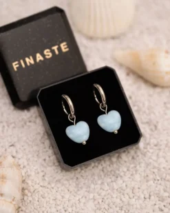 Finaste Oorbellen blauw hartje Fashion