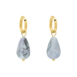Finaste Oorbellen blauwe druppels goudkleurig Fashion