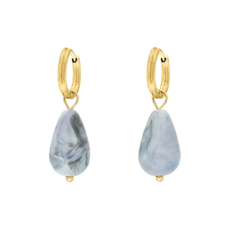 Finaste Oorbellen blauwe druppels goudkleurig Fashion