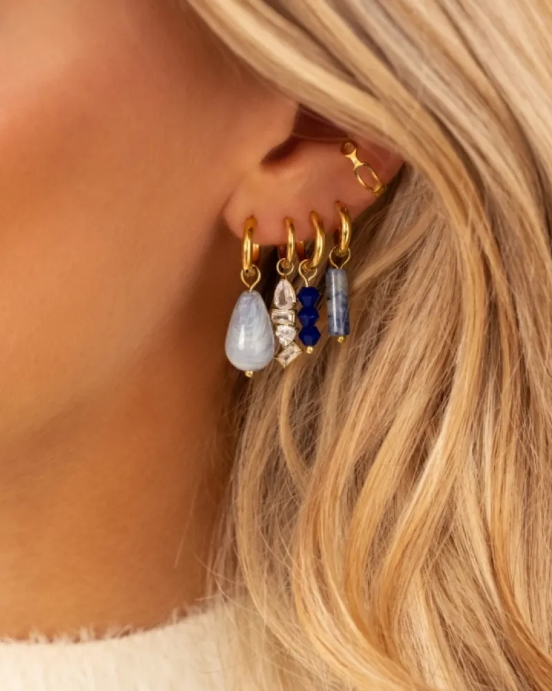 Finaste Oorbellen blauwe druppels goudkleurig Fashion