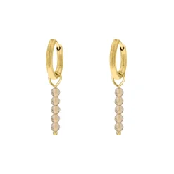 Finaste Oorbellen champagne beads goudkleurig New