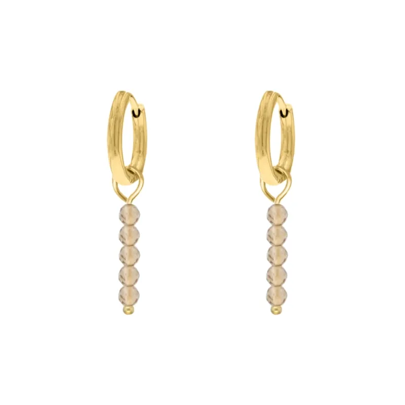 Finaste Oorbellen champagne beads goudkleurig New