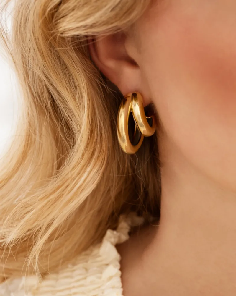 Finaste Oorbellen double hoops goudkleurig Fashion