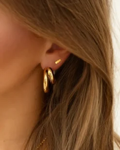 Finaste Oorbellen double hoops goudkleurig Fashion