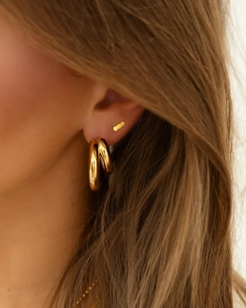 Finaste Oorbellen double hoops goudkleurig Fashion