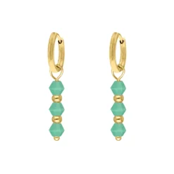 Finaste Oorbellen green beads goldplated Outlet