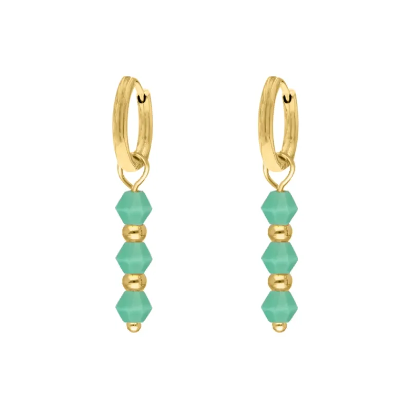 Finaste Oorbellen green beads goldplated Outlet