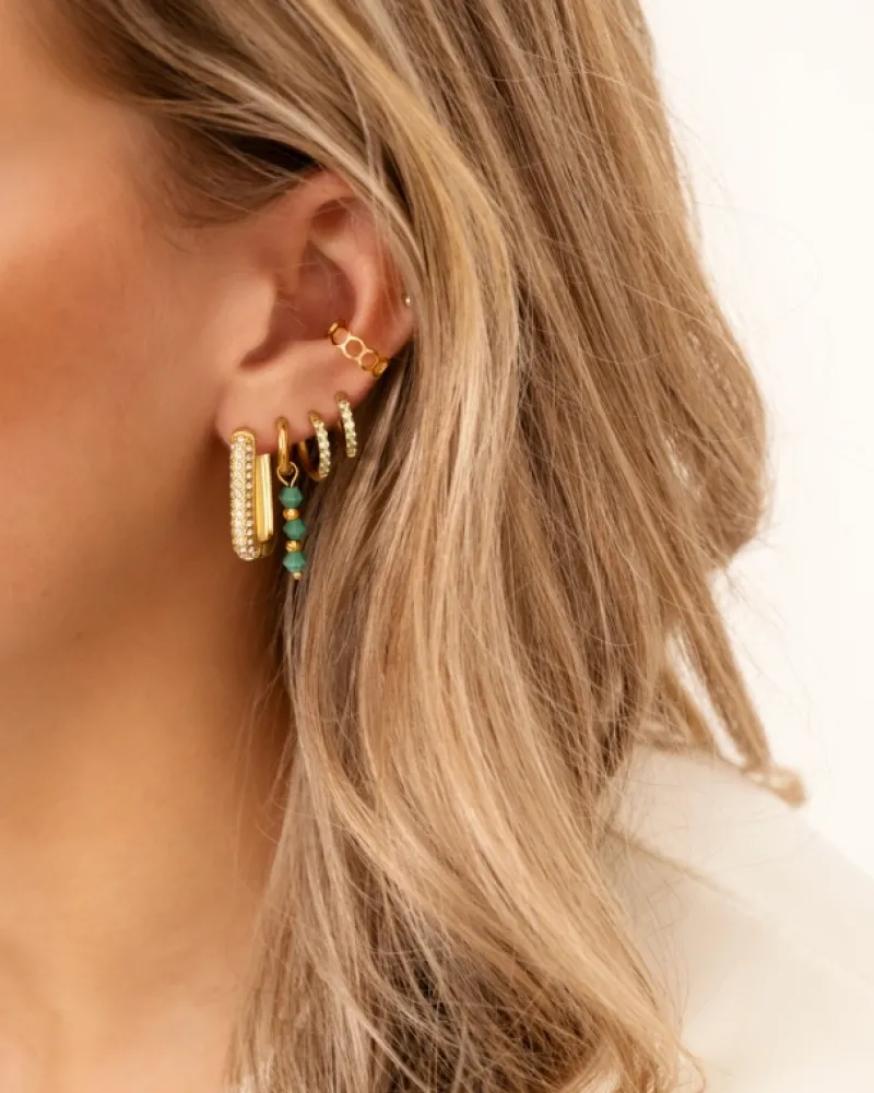 Finaste Oorbellen green beads goldplated Outlet