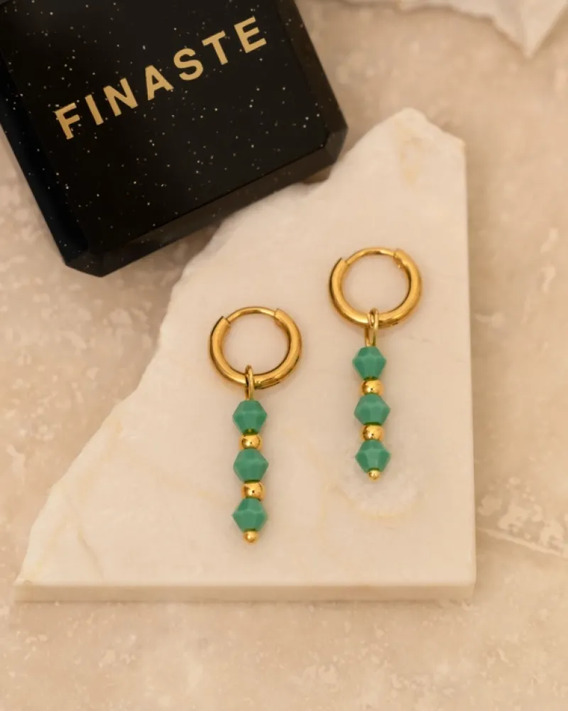 Finaste Oorbellen green beads goldplated Outlet