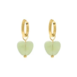 Finaste Oorbellen groen hartje goudkleurig Fashion