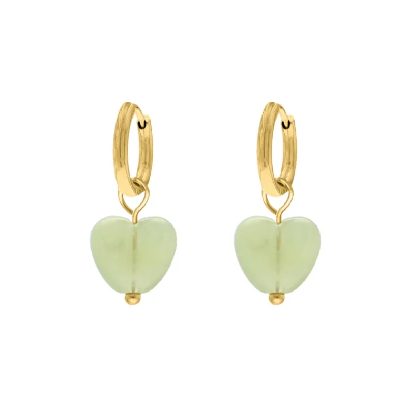 Finaste Oorbellen groen hartje goudkleurig Fashion