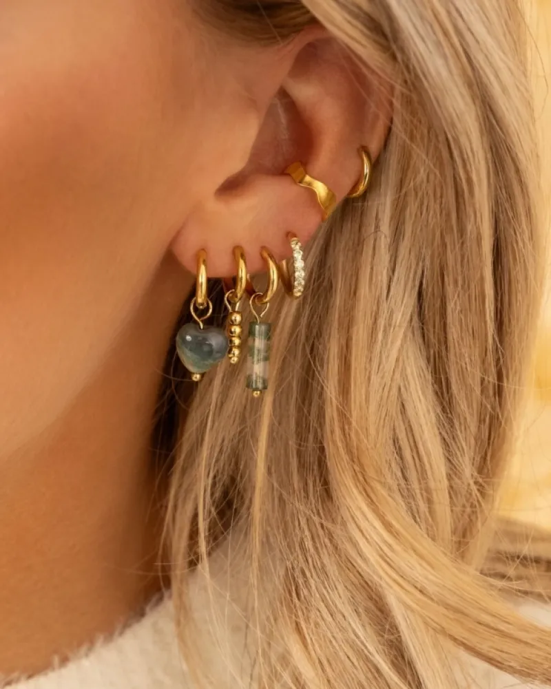 Finaste Oorbellen groene beads goudkleurig Discount