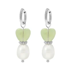 Finaste Oorbellen heart & pearl groen New