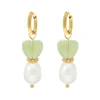 Finaste Oorbellen heart & pearl groen goudkleurig Discount