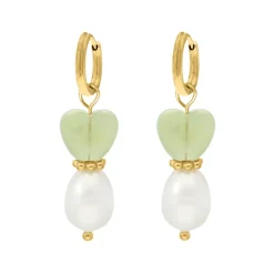 Finaste Oorbellen heart & pearl groen goudkleurig Discount
