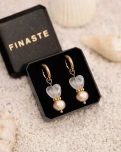 Finaste Oorbellen heart & pearl peach goudkleurig Discount