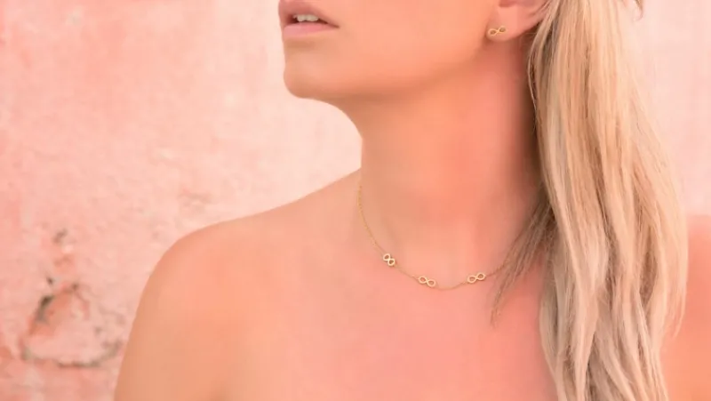 Finaste Oorbellen Infinity Teken Goud Kleurig Clearance