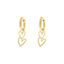 Finaste Oorbellen love hearts double goudkleurig New