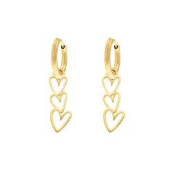 Finaste Oorbellen love hearts triple goudkleurig Discount