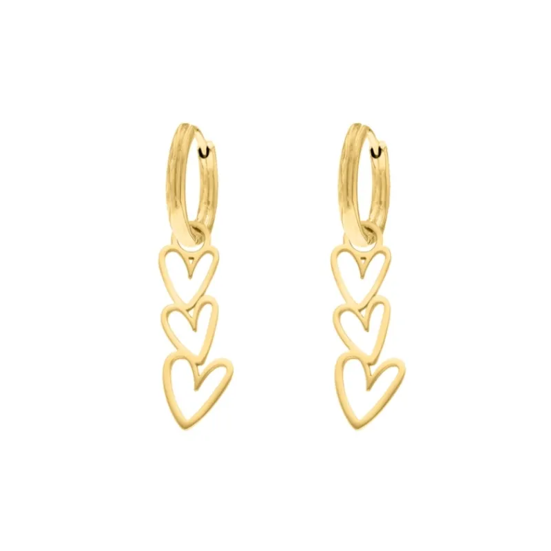 Finaste Oorbellen love hearts triple goudkleurig Discount