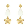 Finaste Oorbellen met witte druppel & bloem goudkleurig Discount