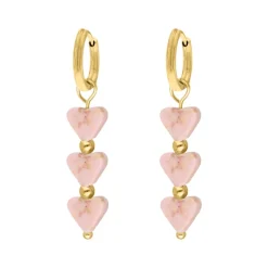 Finaste Oorbellen pink love goudkleurig Best