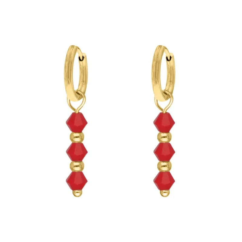 Finaste Oorbellen red beads goldplated Discount