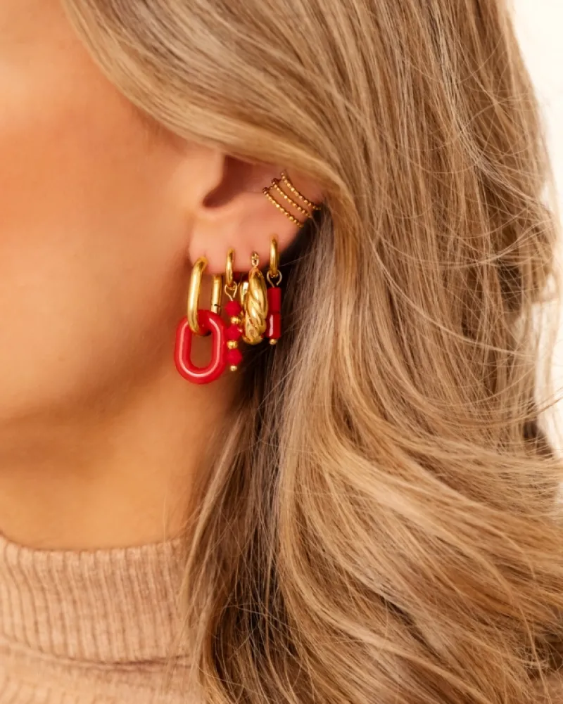 Finaste Oorbellen red beads goldplated Discount