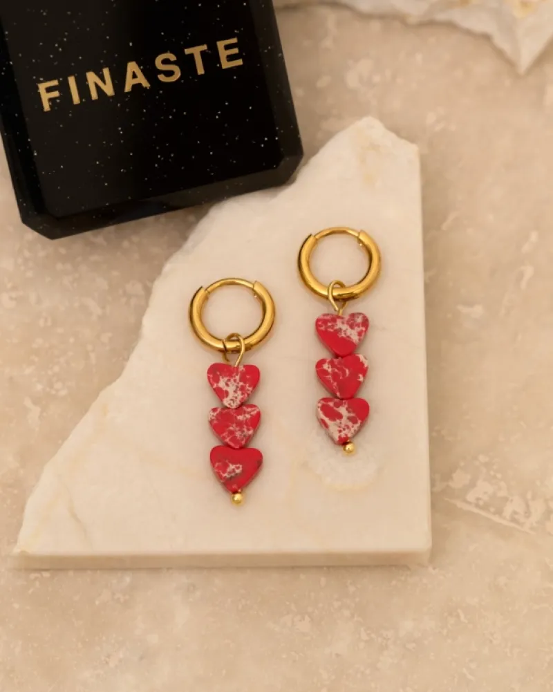 Finaste Oorbellen red love goudkleurig Online