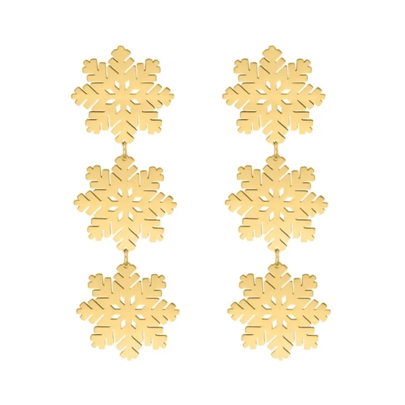 Finaste Oorbellen snowflakes goudkleurig New