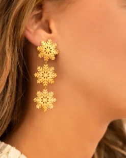 Finaste Oorbellen snowflakes goudkleurig New