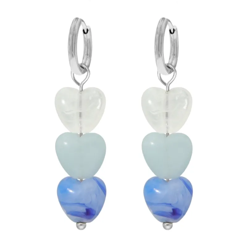Finaste Oorbellen triple blue hearts Clearance