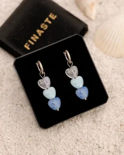 Finaste Oorbellen triple blue hearts Clearance